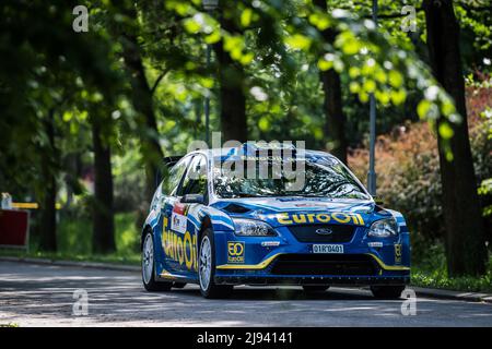 Ceske Budejovice, Repubblica Ceca. 20th maggio 2022. Ceco Vaclav Pech e Petr Uhel con la vettura Ford Focus RS WRC in azione durante il più grande salone motoristico della Boemia meridionale 49th (Rallye) Rally Cesky Krumlov, Ceske Budejovice, 20 maggio 2022. Credit: Petr Skrivanek/CTK Photo/Alamy Live News Foto Stock