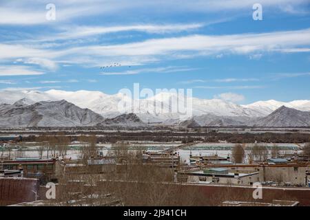 La storica città di Gyantse, regione autonoma del Tibet Foto Stock