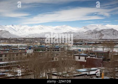 La storica città di Gyantse, regione autonoma del Tibet Foto Stock