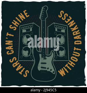 Poster musicale elegante con stelle di citazione non può brillare senza oscurità illustrazione vettoriale Illustrazione Vettoriale
