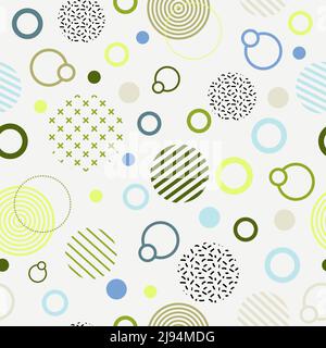 Modello senza giunture astratto stile Memphis con semplici forme geometriche. Illustrazione Vettoriale