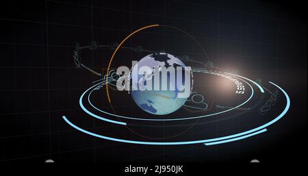 Pianeta terra generato digitalmente e concetto di comunicazione Foto Stock