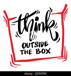 Pensare fuori dalla scatola. Poster citazioni. Foto Stock