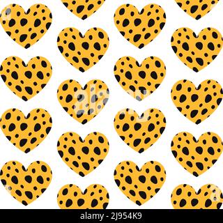 Modello vettoriale senza giunture di cuore con pelliccia di ghepardo Illustrazione Vettoriale