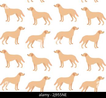 Modello vettoriale senza giunture di cane labrador piatto Illustrazione Vettoriale