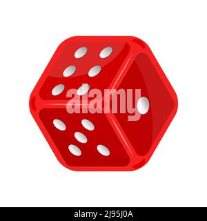 Dadi isolati su cubo di dadi bianco.rosso con puntini bianchi.Casino, poker o gioco da tavolo simbolo. Sei lati dice Icon.Gambling e concetto di intrattenimento.Vector Illustrazione Vettoriale