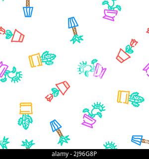 Vaso pianta e cura Accessori icone Set Vector Illustrazione Vettoriale
