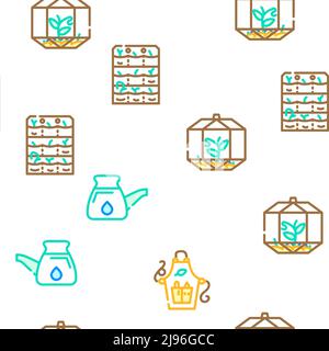 Vaso pianta e cura Accessori icone Set Vector Illustrazione Vettoriale