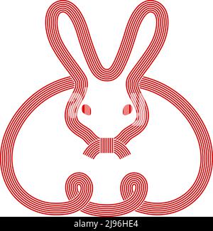 Illustrazione vettoriale dell'oggetto giapponese di Capodanno 'Myzuhiki Rabbit'. Illustrazione Vettoriale