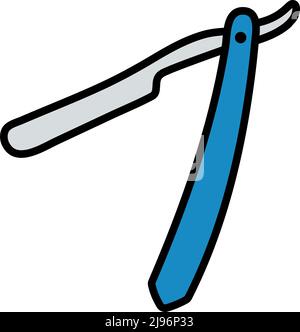 Icona del rasoio. Contorno grassetto modificabile con disegno di riempimento a colori. Illustrazione vettoriale. Illustrazione Vettoriale
