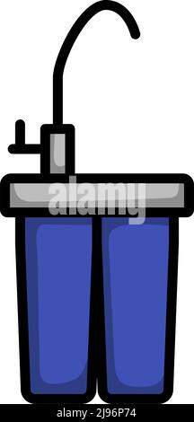 Icona del filtro dell'acqua. Contorno grassetto modificabile con disegno di riempimento a colori. Illustrazione vettoriale. Illustrazione Vettoriale