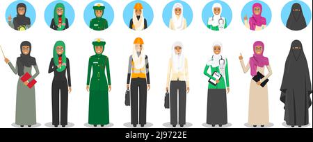 Personaggi occupazione persone in stile piatto isolato su sfondo bianco. Icone vettoriali piatte su sfondo bianco. Illustrazione Vettoriale