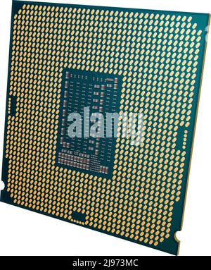 Chip del processore hardware per computer con realismo vettoriale Illustrazione Vettoriale