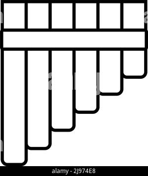 Panflute icona strumento musicale, stile contorno Illustrazione Vettoriale