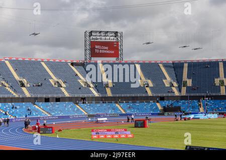 Birmingham, Regno Unito. 21 maggio 2022. L'Alexander Stadium in vista dell'evento della Müller Diamond League a Birmingham, Inghilterra. La Diamond League è una serie annuale di gare atletiche su pista e campo d'élite, che comprende quattordici delle migliori gare di atletica. Credit: Foto sportive / Alamy Live News Foto Stock