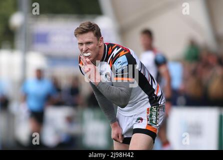 NEWCASTLE UPON TYNE, REGNO UNITO. MAGGIO 21st Chris Ashton della tigre di Leicester durante la partita di premiership di Gallagher fra i falcons di Newcastle e i tigri di Leicester al Kingston Park, Newcastle sabato 21st maggio 2022. (Credit: Michael driver | MI News) Credit: MI News & Sport /Alamy Live News Foto Stock