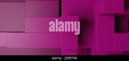 Abstract Luxury 3D blocchi geometrici cubi futuristici trendy Dark Red Abstract sfondo 3D Illustrazione Foto Stock