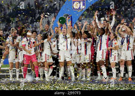 Torino, Italia. 21st maggio 2022. Durante la partita di calcio finale della Women's Champions League 2021/2022 tra Barcellona e Lione allo stadio Juventus di Torino (Italia), 21st maggio 2022. Foto Cesare Purini/Insidefoto Credit: Ininsidefoto srl/Alamy Live News Foto Stock