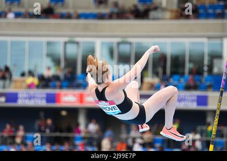 Birmingham, Regno Unito. 21st maggio 2022. Emily Grove degli Stati Uniti per la pole vault femminile durante il Muller Birmingham Diamond League Meeting all'Alexander Stadium di Birmingham, Inghilterra, il 21 maggio 2022. Foto di Scott Boulton. Solo per uso editoriale, licenza richiesta per uso commerciale. Nessun utilizzo nelle scommesse, nei giochi o nelle pubblicazioni di un singolo club/campionato/giocatore. Credit: UK Sports Pics Ltd/Alamy Live News Foto Stock