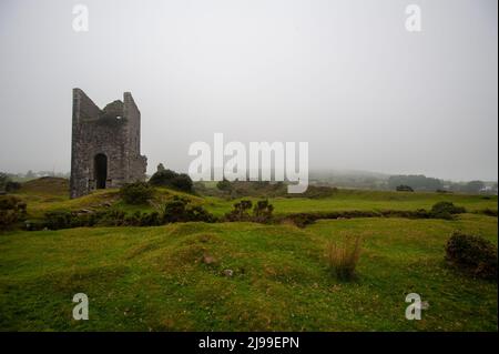 Il Bellingham albero Casa di pompaggio di Wheal Jenkin miniera, tirapiedi Cornovaglia Foto Stock