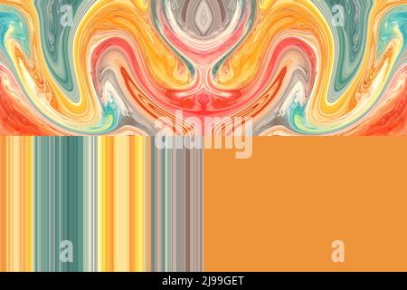 Motivo ripetitivo senza cuciture basato su colore arancione con strisce e acquerello dal design vorticoso. Foto Stock
