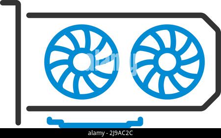 Icona GPU. Contorno grassetto modificabile con disegno riempimento colore. Illustrazione vettoriale. Illustrazione Vettoriale