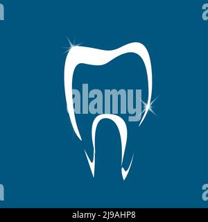 Icona del dente bianco - illustrazione vettoriale del modello del logo dentale Illustrazione Vettoriale