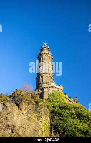 Vista dei monumenti di Calton Hill a Edimburgo - Scozia Foto Stock