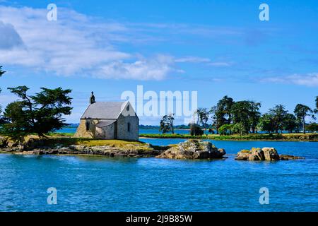 Francia, Morbihan, Golfo di Morbihan, Séné, la cappella dell'isola di Boëdic Foto Stock