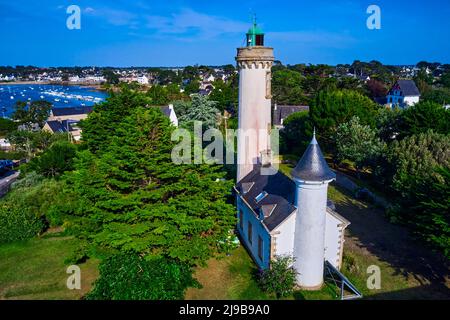 Francia, Morbihan (56), Golfo di Morbihan, Baia di Quiberon, Parco Naturale Regionale del Golfo di Morbihan, Presqu'ile de Rhuys, Arzon, il faro di Foto Stock