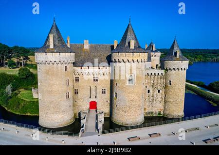 Francia, Morbihan, Golfo di Morbihan, penisola di Rhuys, Sarzeau, Il castello medievale di Suscinio, residenza dei Duchi di Bretagna Foto Stock