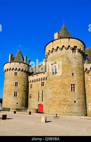 Francia, Morbihan, Golfo di Morbihan, penisola di Rhuys, Sarzeau, Il castello medievale di Suscinio, residenza dei Duchi di Bretagna Foto Stock