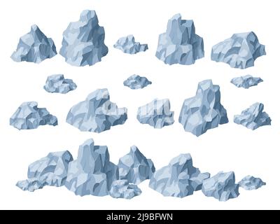 Pietre e rocce set. Massi di forme diverse. Illustrazione Vettoriale