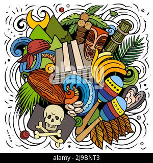 Repubblica Dominicana disegno a mano cartoon doodle illustrazione. Divertente design locale. Illustrazione Vettoriale