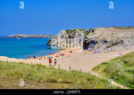 Francia, Morbihan (56), Costa selvaggia, penisola di Quiberon, spiaggia di Port Bara Foto Stock