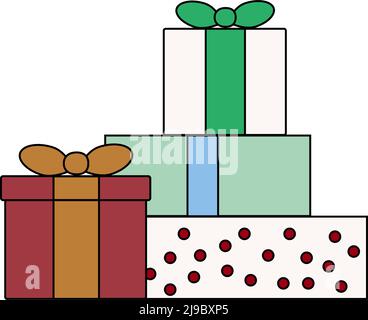 Icona colorata e semplice linea di confezioni regalo Illustrazione Vettoriale