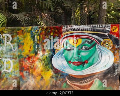 Opere d'arte religiosa indiana a Varkala. Foto Stock