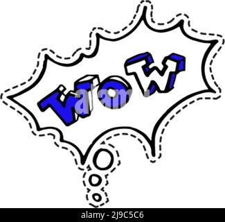 Adesivo WOW per chiacchierare, vettore di bolla di pensiero Illustrazione Vettoriale