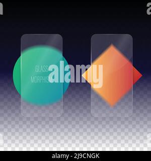 Cerchio di morpismo in vetro ed elementi quadrati Illustrazione Vettoriale