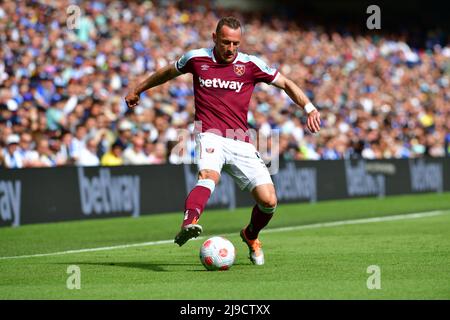 Brighton, Regno Unito. 22nd maggio 2022. Vladimir Coufal di West Ham United durante la partita della Premier League tra Brighton & Hove Albion e West Ham United all'Amex il 22nd 2022 maggio a Brighton, Inghilterra. (Foto di Jeff Mood/phcimages.com) Credit: PHC Images/Alamy Live News Foto Stock