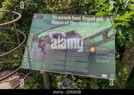 Viste aeree della Camera di sepoltura di St Lythans, vale of Glamorgan, Galles del Sud, Regno Unito. Si prega di credito: Phillip Roberts Foto Stock