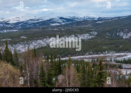 Vista dal Grande Denali Lodge in Alaska Foto Stock