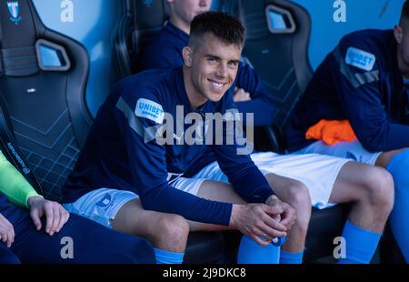 Malmoe, Svezia. 22nd maggio 2022. Jonas Knudsen di Malmoe FF ha visto durante la partita Allsvenskan tra Malmoe FF e BK Hacken all'Eleda Stadion di Malmoe. (Photo Credit: Gonzales Photo/Alamy Live News Foto Stock