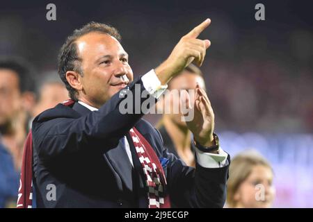 Salerno, Italia. 22nd maggio 2022. il presidente di noi. Salernitana Iervolino alla e alla Serie A 2021/22 tra gli US Salernitana 1919 e lo Stadio Udinese Calcio Arechi (Credit Image: © Agostino Gemito/Pacific Press via ZUMA Press Wire) Foto Stock