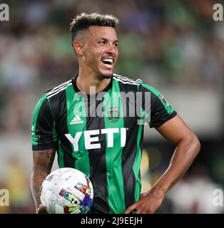 Austin, Texas, Stati Uniti. 22 maggio 2022: Il difensore dell'Austin FC Julio Cascante (18) durante una partita di calcio della Major League il 22 maggio 2022 ad Austin, Texas. (Credit Image: © Scott Coleman/ZUMA Press Wire) Credit: ZUMA Press, Inc./Alamy Live News Foto Stock