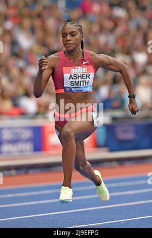 Dina Asher-Smith (GBR) vince i 100 m femminili nel 11,11 durante il Birmingham Diamond League Meeting, sabato 21 maggio 2022, a Birmingham, Regno Unito. (Jiro Mochizuki/immagine dello sport) Foto Stock