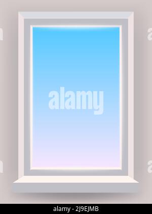 Finestra in plastica all'interno. Modello di illustrazione vettoriale isolato realistico Illustrazione Vettoriale