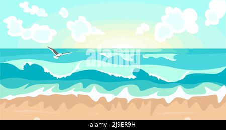 Bandiera orizzontale di mare astratto con tempesta sul mare Illustrazione Vettoriale