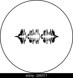 Radio WAVE wireless icona in cerchio rotondo colore nero vettore illustrazione immagine contorno linea sottile stile semplice Illustrazione Vettoriale