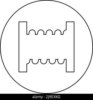 Bobina cavo bobina bobina bobina bobina cavo icona in cerchio rotondo nero colore vettore illustrazione immagine contorno linea sottile stile semplice Illustrazione Vettoriale